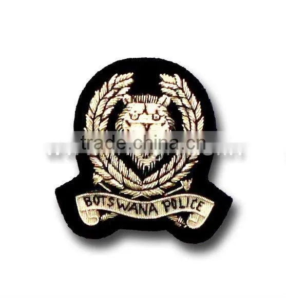 Embroidered bullion wire badges