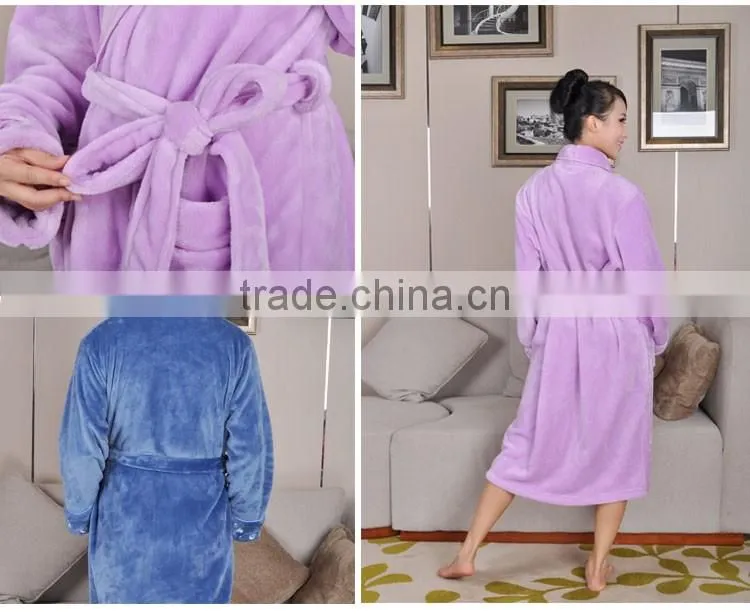 Anti-Pilling Flannel Long Sleeve 100% Polyester Robe