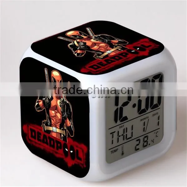 Promotion Gift LED Alarm Clock Deadpool Alarm Clock Table clock for kids Custom Digital LED Alarm clock