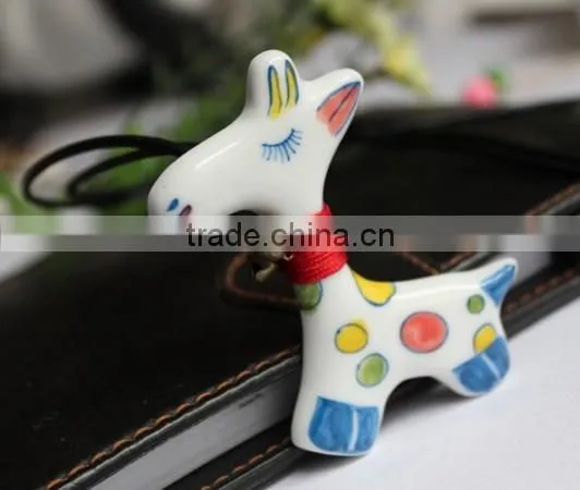 Ceramic Pendant Vintage Necklace Yiwu Sweater Pendants,Porcelain Giraffe Gift Hang Decoration Accessory