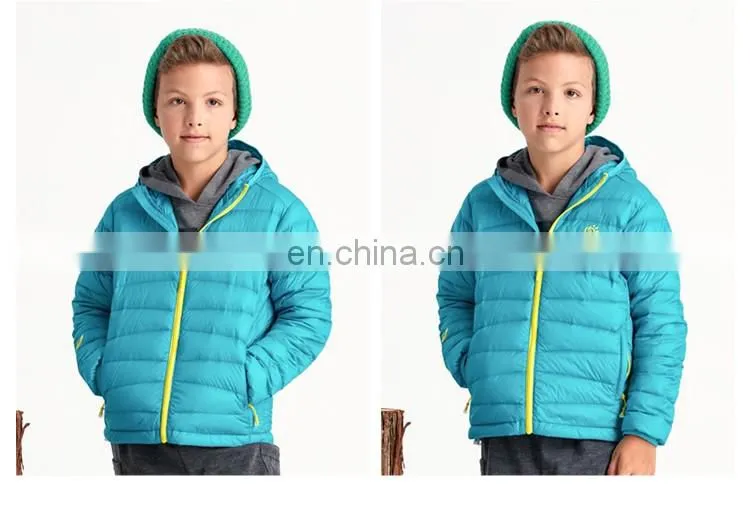 Winter comfortable 20D nylon ultralight kid down jacket with hood
