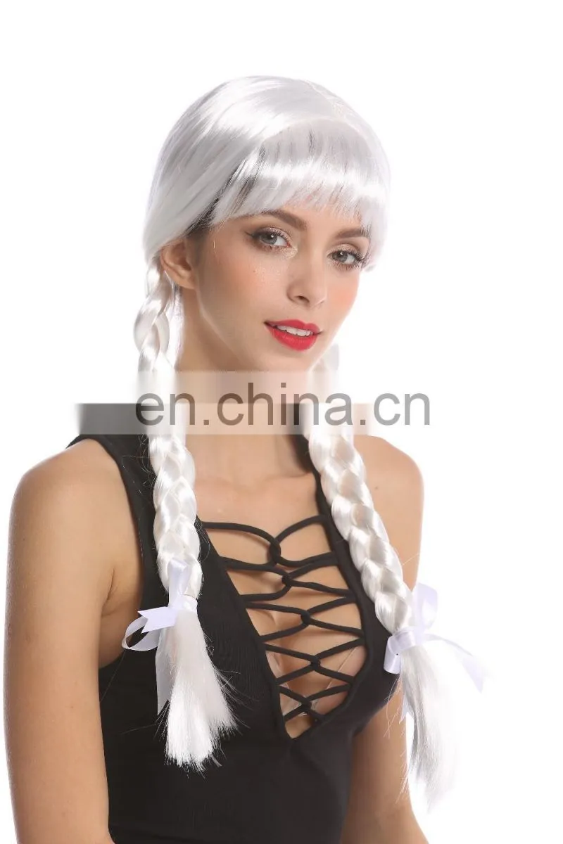 White party wigs with braids P-W215