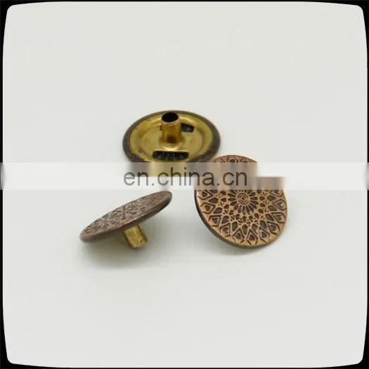 wholesales brushed antique copper metal snap buttons