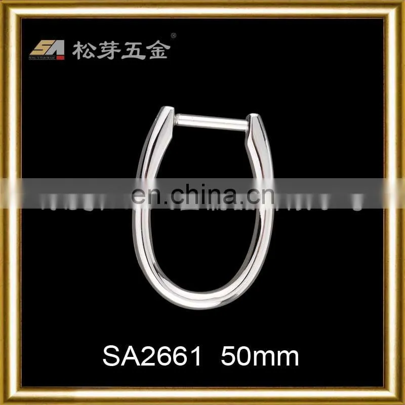 50mm fashionable special zinc alloy open d ring with brass screws