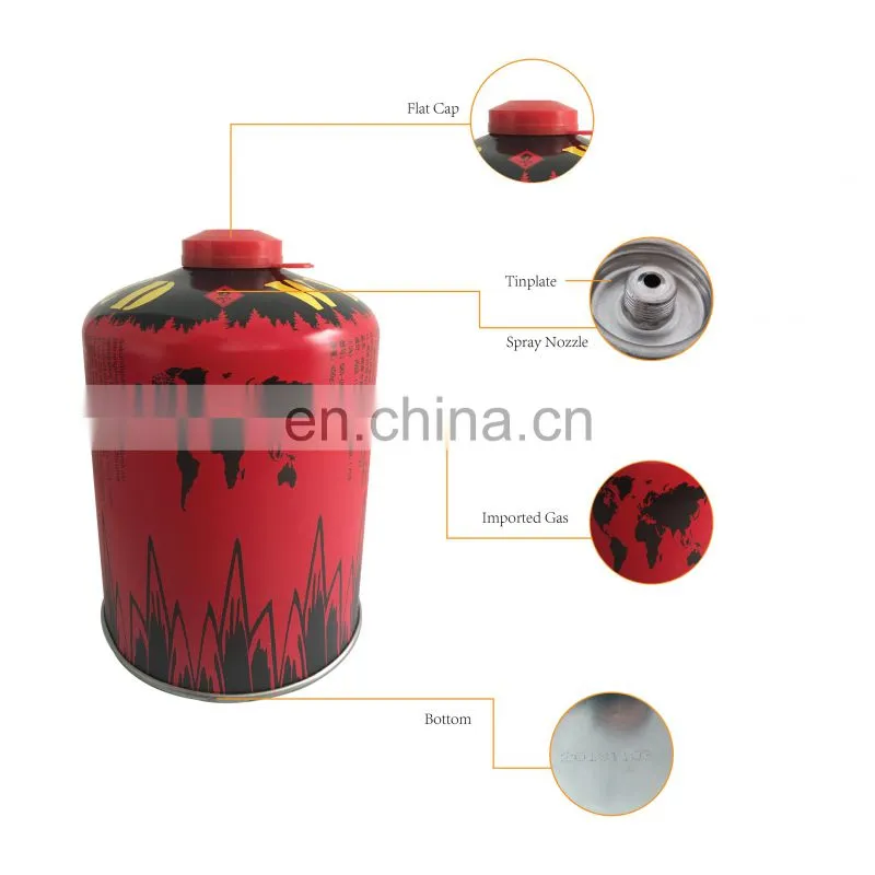 Hebei screw valve butane gas cartridge and propan butane gas 450g
