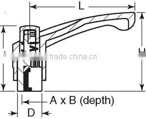Black Thermoplastic Clamp Handle with Brass thread Insert