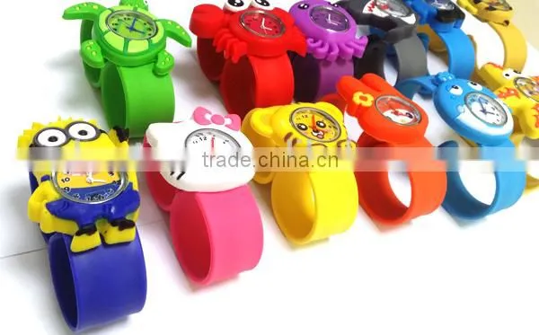 cute little yellow duck slap watch glass face quartz movt silicone stainless watch