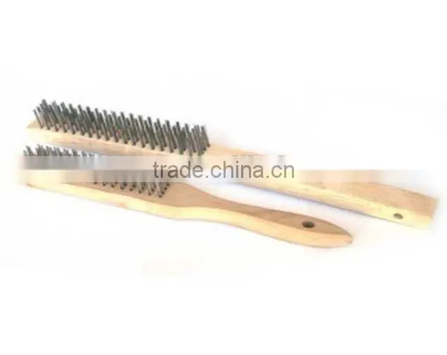 4 by 16 rows of strong Steel bristles wire brush wood handle