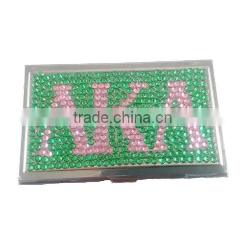 Rhinestone Business Card Holder Case Metal ZETA PHI BETA Business Card Holder Case