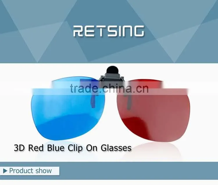 Clip On 3D Red Blue Glasses for Shortsighted People