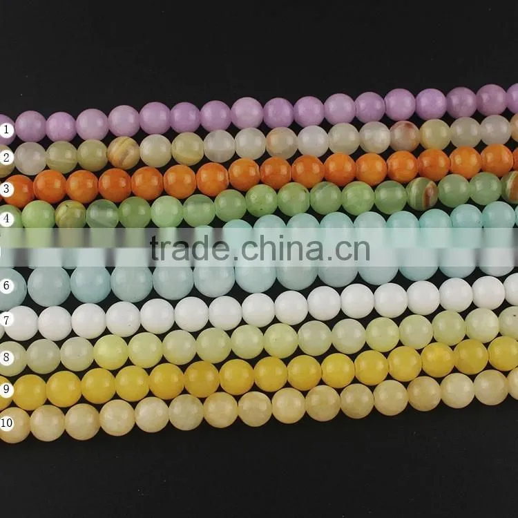 YJ1124 -3 Wholesale Orange Natural dyed jade stone bead strand