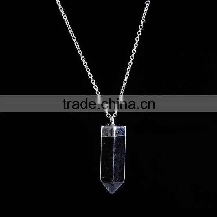 2016 Trendy Hot Style Natural Stone Gold Plated Bullet Necklace SMJ0137