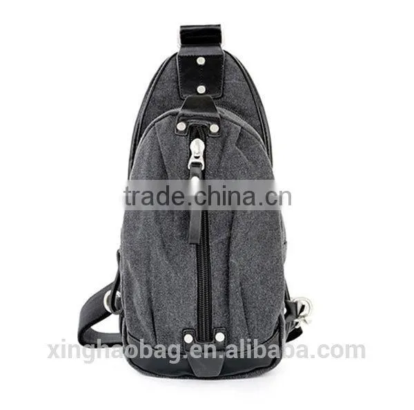 leisure style canvas leather material men chest bag