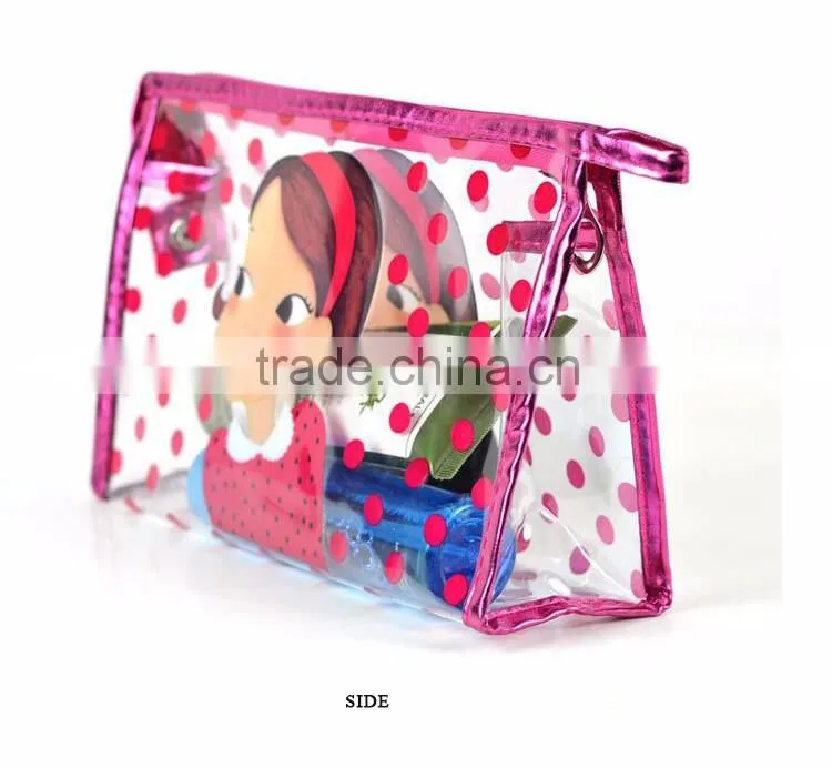 fashion transparent PVC for cartoon cosmetic bag simple small makeup bag