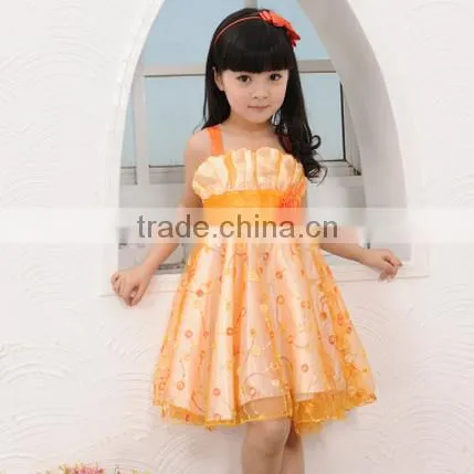 Orange latest design flower girl dress patterns