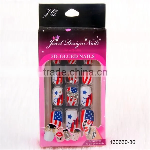 OEM 3D nail art tips /China Artificial Nail Supplier Hot Selling 3D Jewelry Nail Art Tips with Fashion Rhinestone and Nail Glitt