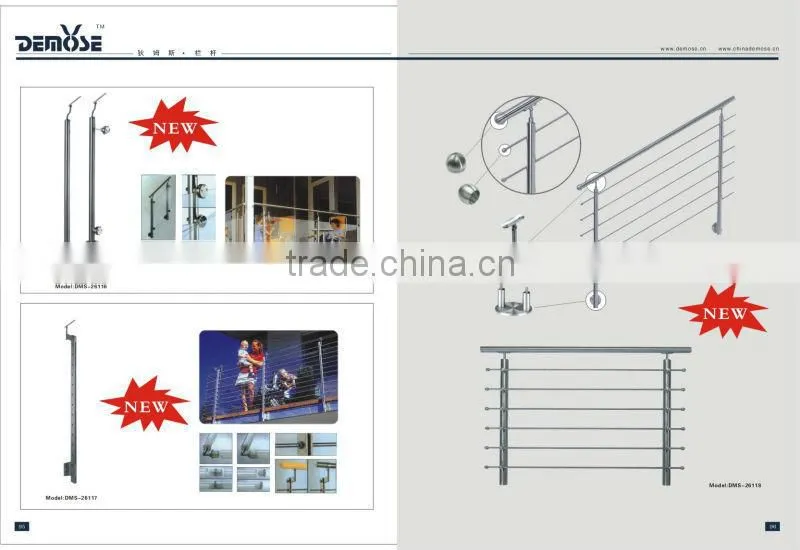 Swimming Pool Handrail With Stainless Steel Railing Glass Clip