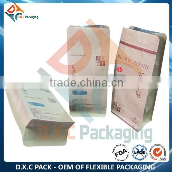 Heat Seal Metallic Lined Kraft Paper Window Pouch Cereal Pakcgaing Bag