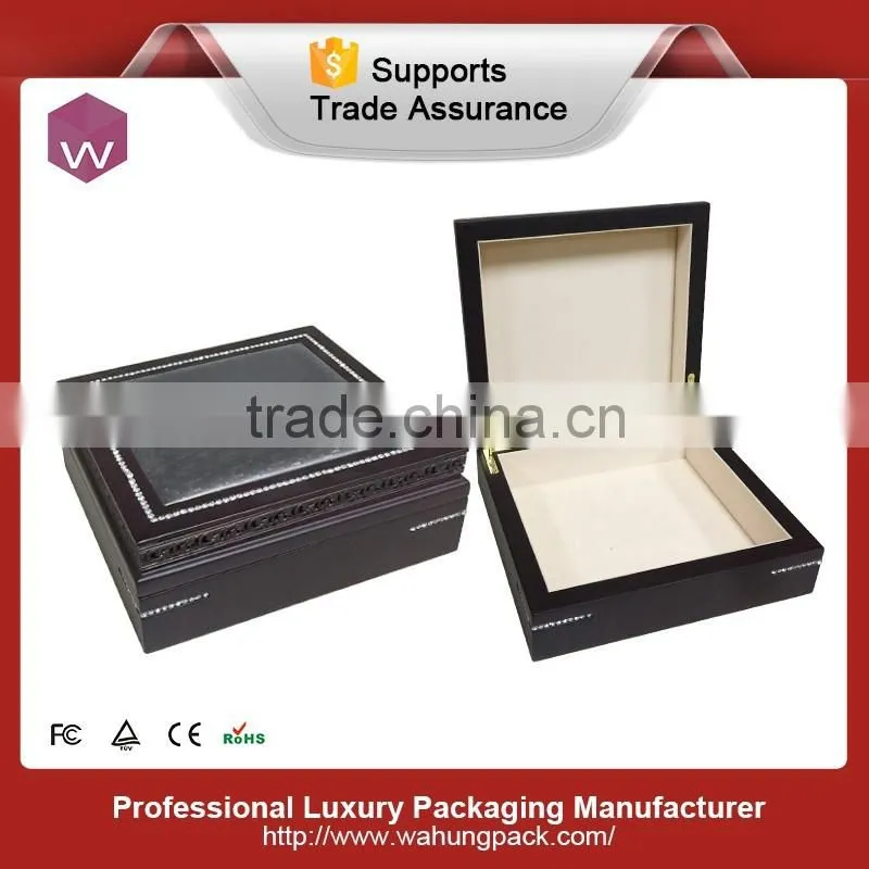Empty inside black glossy painting chocolate box with two floors
