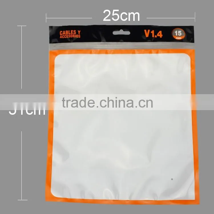 printing nylon pe plastic laminated header bag with zip