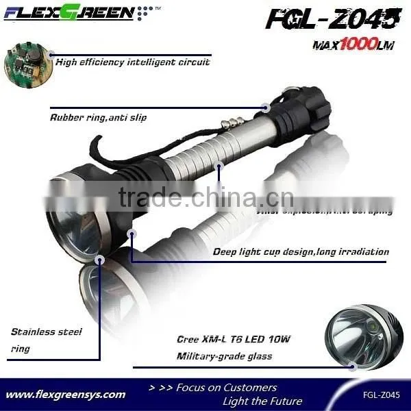 rechargable 18650 battery xml T6 LED stainless steel torch