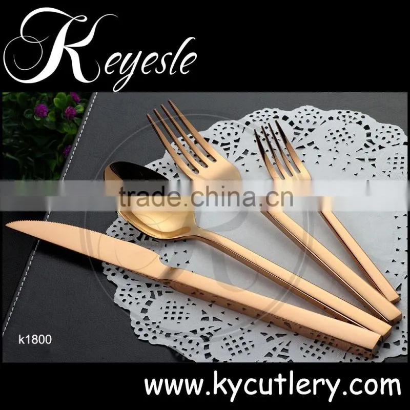 Gold cutlery set, copper cutlery, wedding knife and fork set