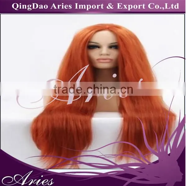 Fashion straight hair Center part bang mixed color gray synthetic lace front wig