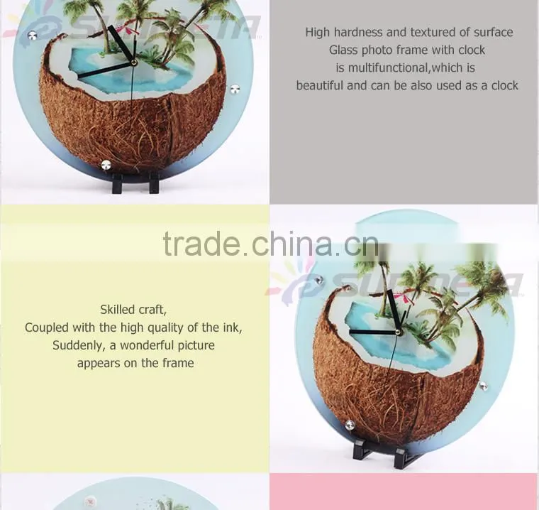 Sunmeta sublimation glass photo frame with clock