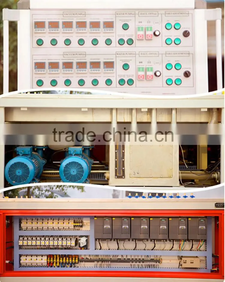 The energy saving doule downstream equipment for pull off and cutting the pvc profiles
