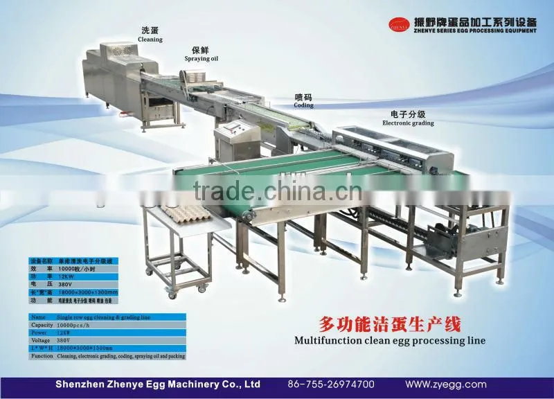 zenyer 10000pcs/h stainless chicken egg cleaner grader machine