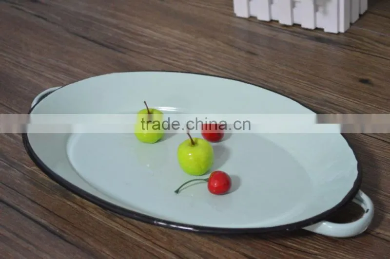 Oval logo cusomized party fruit enamel tray