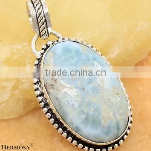 Free Shipping Charm Larimar 925 Sterling Silver Necklace Pendants