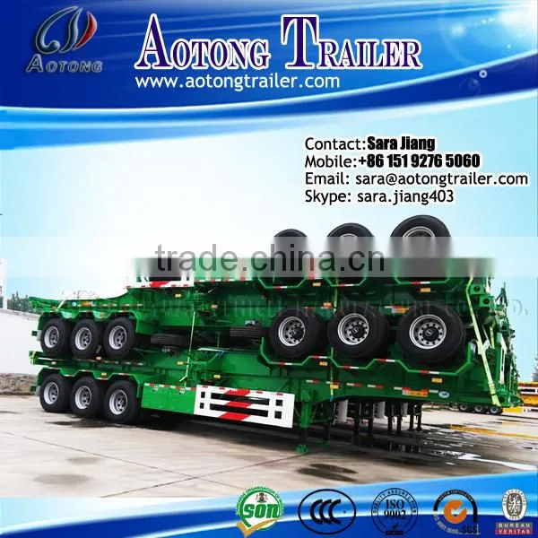 Factory Price Aotong 3 Axles 40 ft Skeleton Container Trailer , 20 ft Skeleton Semi Trailer Container Chassis