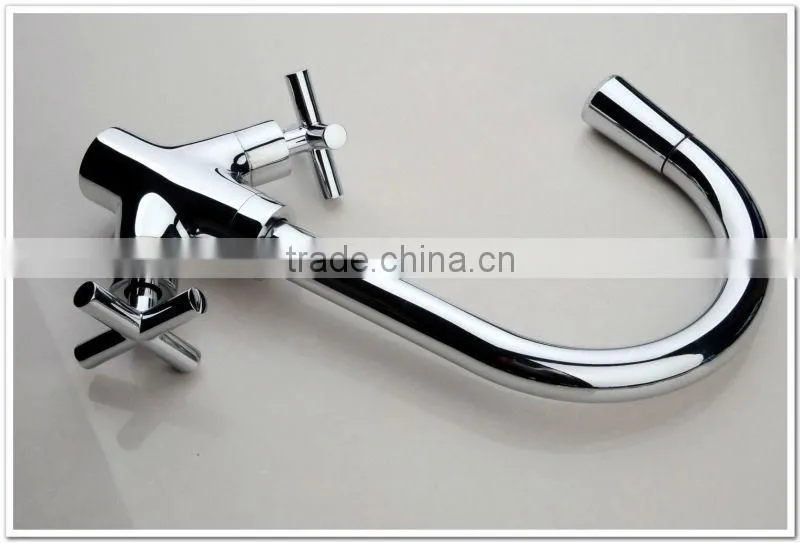LED bibcock kitchen sink faucet/mixer with dual cross handle QH1893F