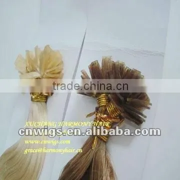SUPER QUALITY hair extensions flat keratin tip/flat tip european virgin remy hair extensions/remy flat tip hair