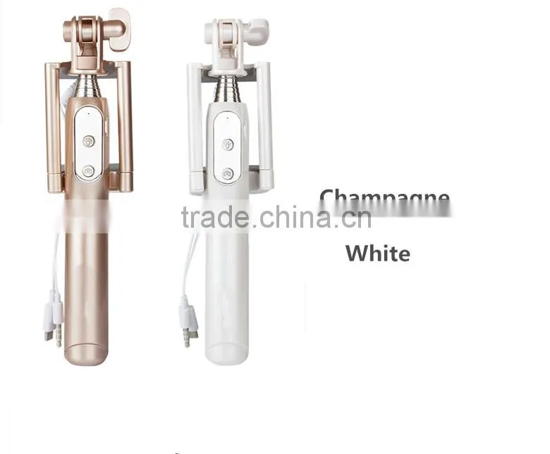 Wholesale colorful foldable selfie stick with bluetooth shutter button