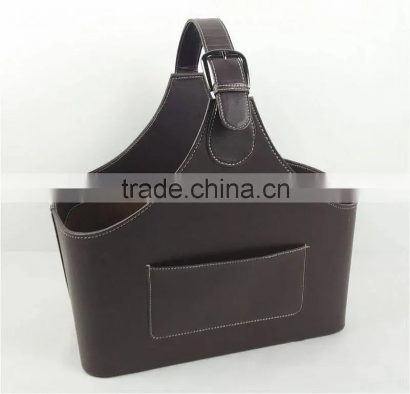 PORTABLE BASKET, PICNIC CADDY, LEATHER PORTABLE BAKSET