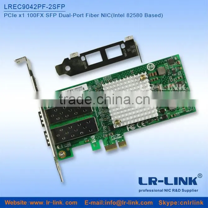 LREC9042PF-2SFP Intel 82580EB PCIe x1 100FX Dual SFP Port Fiber optic LAN Card