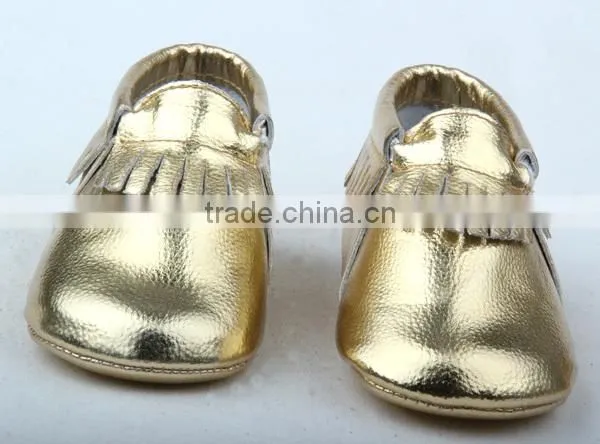 Popular all market 100% sheep leather fringes baby Moccs
