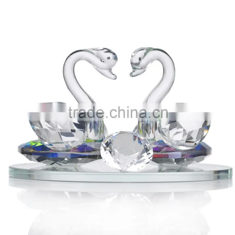 Wholesale K9 glass handmade wedding decoration crystal swan figurine