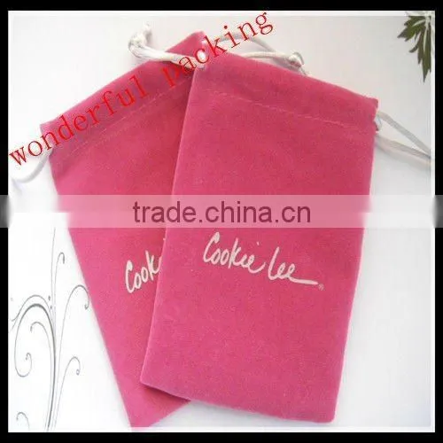 pink velvet pouch for jewelry packing size optional