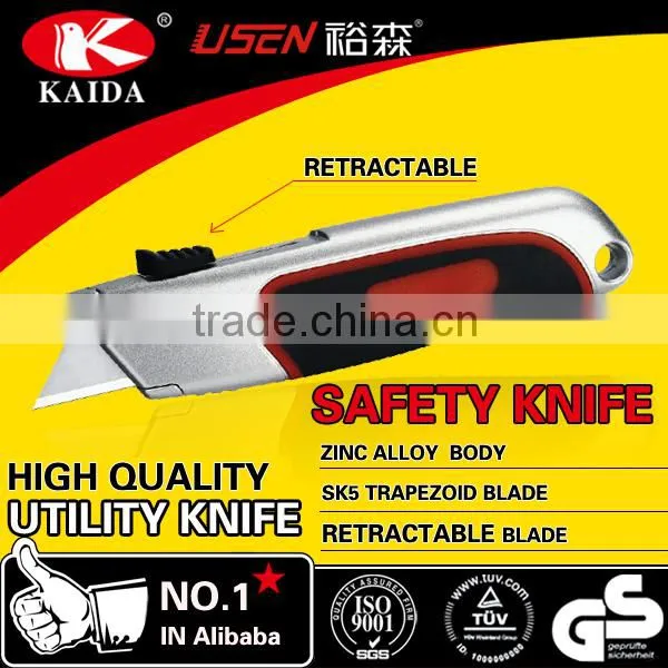 tool cutter Auto Retractable Safety Hook Blade Zinc Alloy Utility Cutter Knife