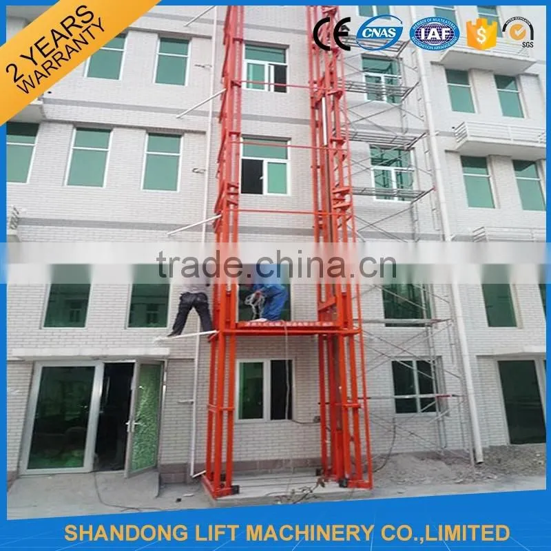 5m 2000kgs Warehouse Guide Rail Chain Lifting Cargo Lift