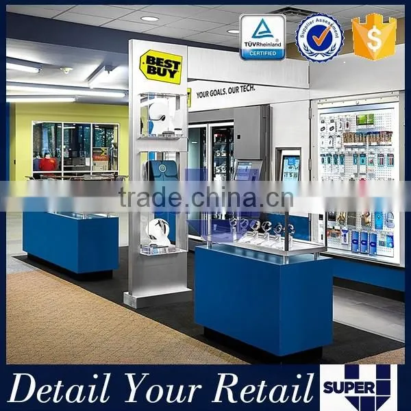 manufactories from China factory price customized printed bule cell phone store fixture