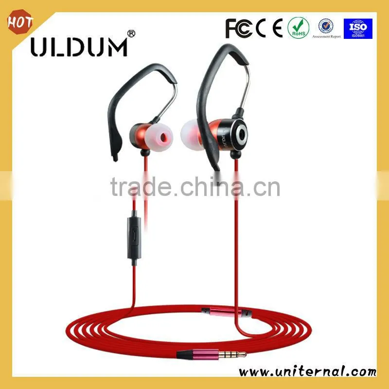 ULDUM Brand super heavy bass headphone with mic ear hook sport headphones for Mp3