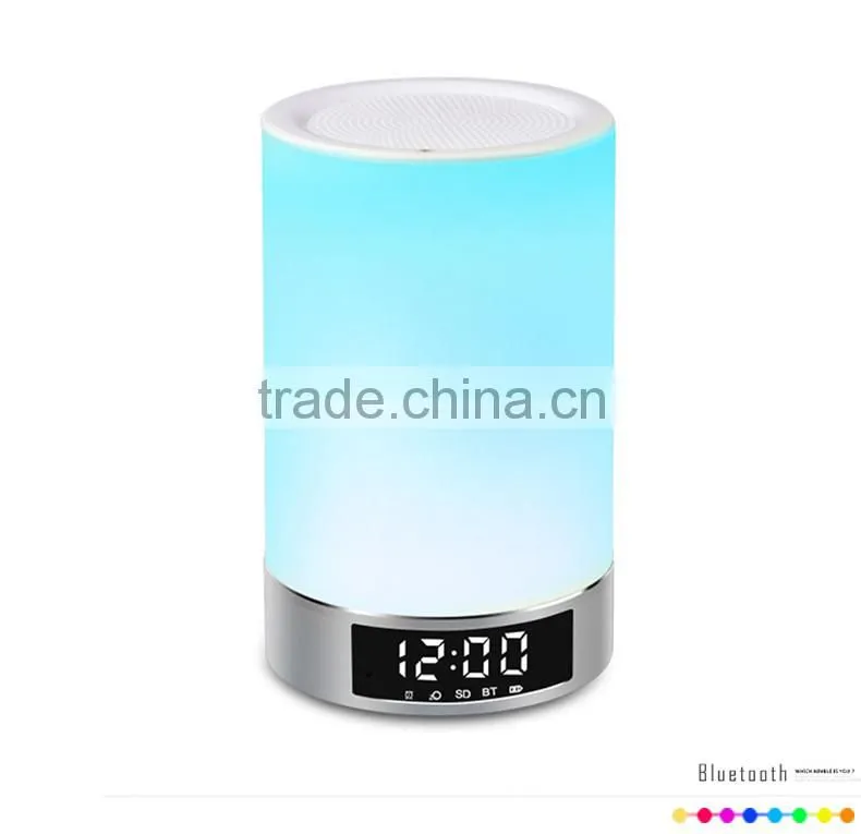 Coloful Portable Bluetooth Speakers with led light wireless speaker with clock touch sensor