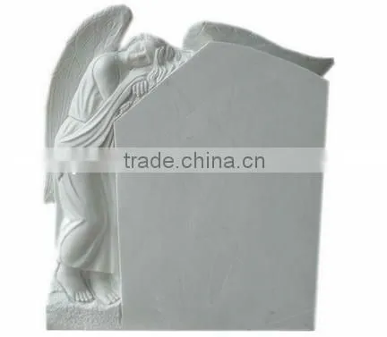 European style white marble monument with angel