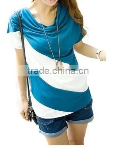 2015 lastest longest Sleeve Color split slant Pockets Boat Neck Shirt