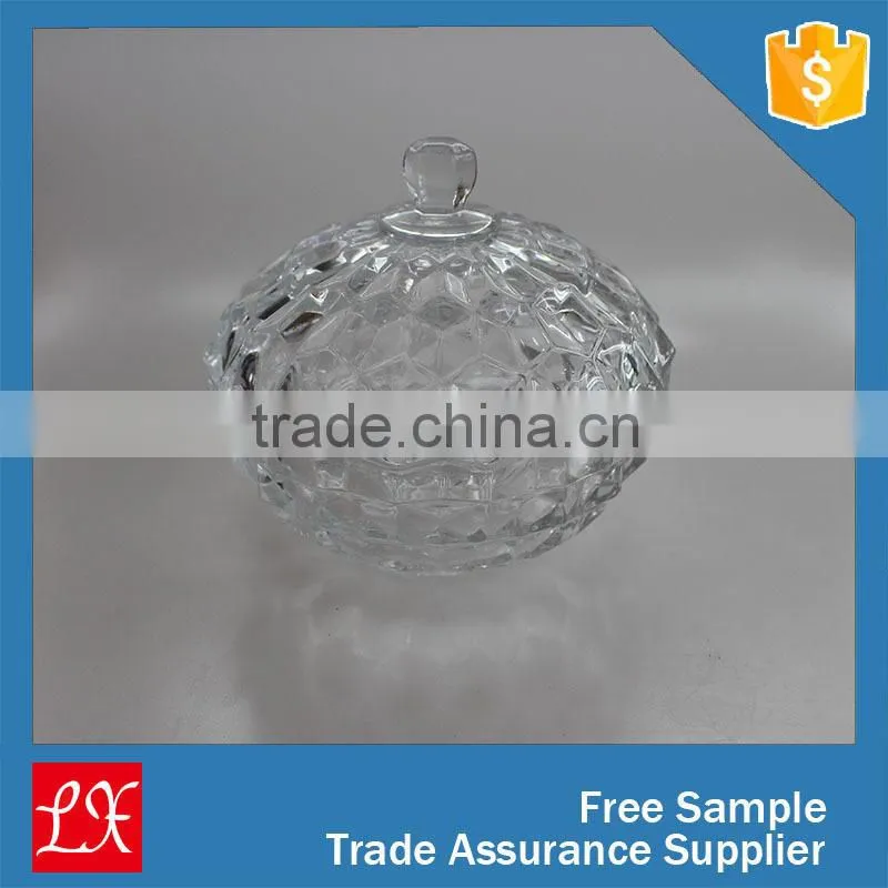Crystal cute decorative glassware candle glass jar with lid