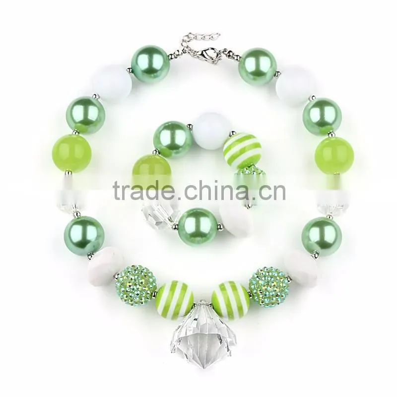 Stylish easy matching bead chunky adorable kids wear necklace + blacelet set